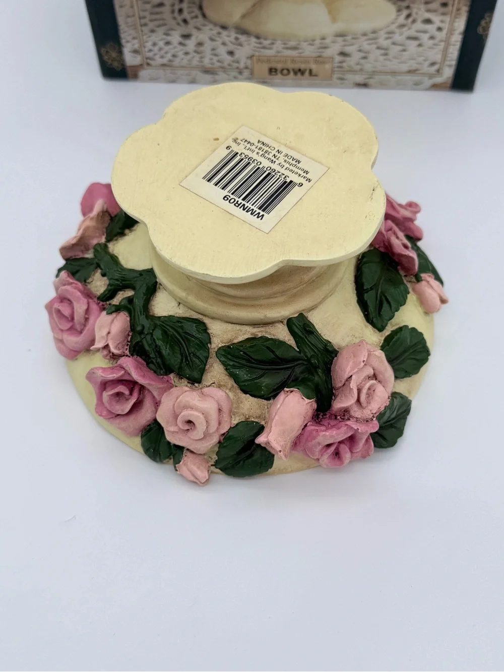 1990’s Vtg. Accents Pedestal Resin Rose Bowl Centerpiece Cottagecore Decor - NIB